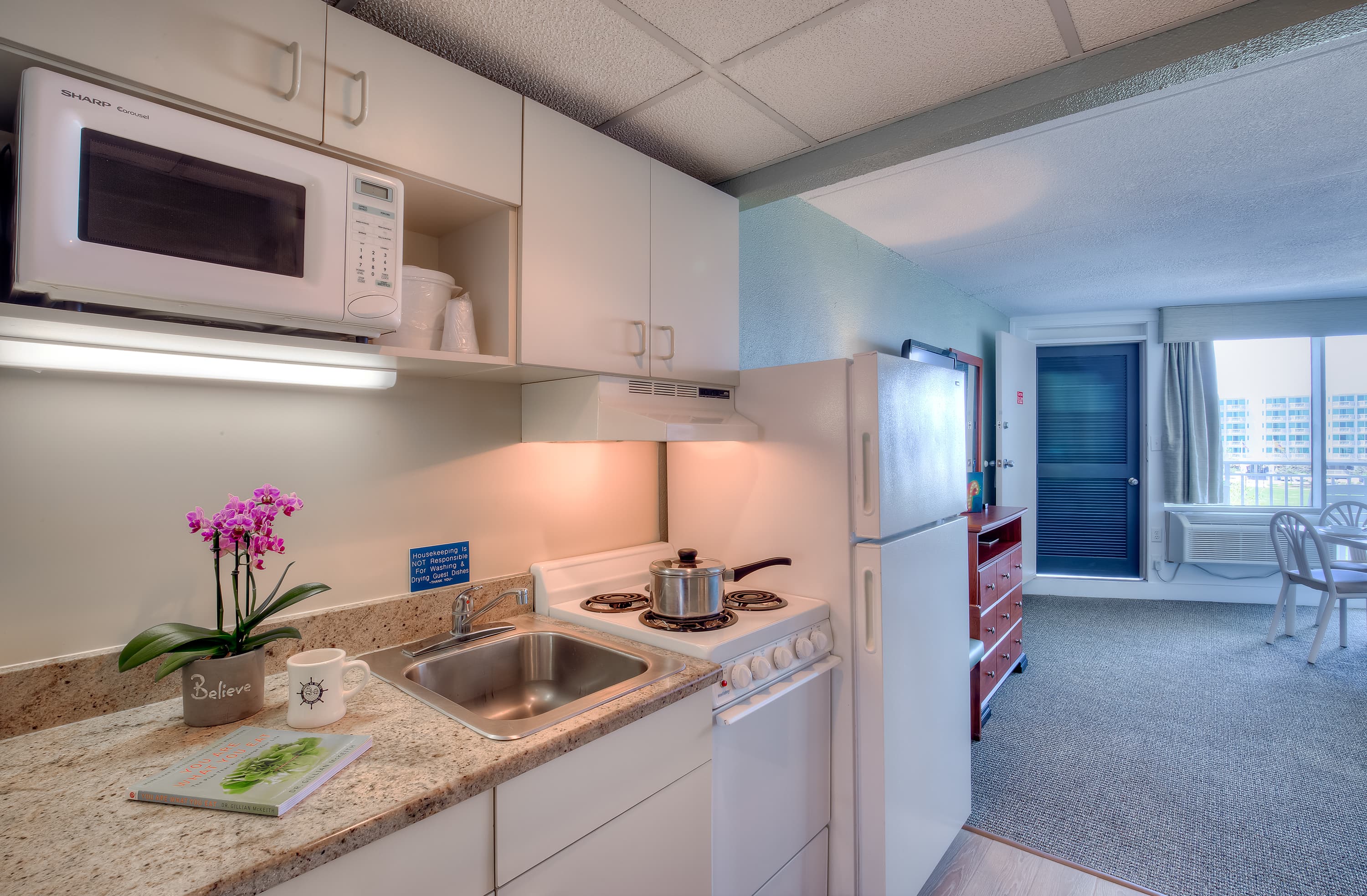An updated fully-equipped kitchenette