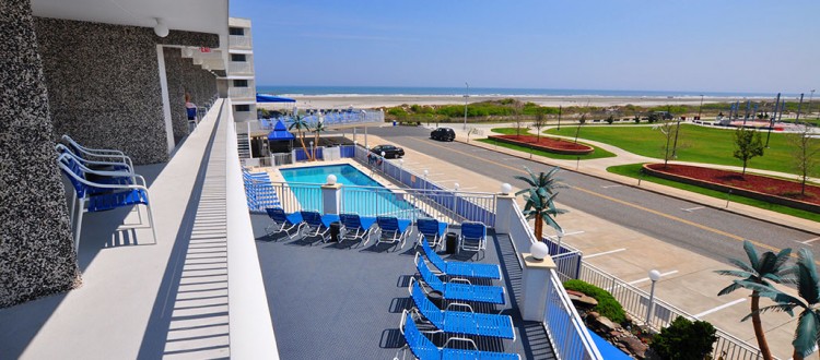 Armada by the Sea balcony view from two room oceanfront hotel suite in Wildwood NJ