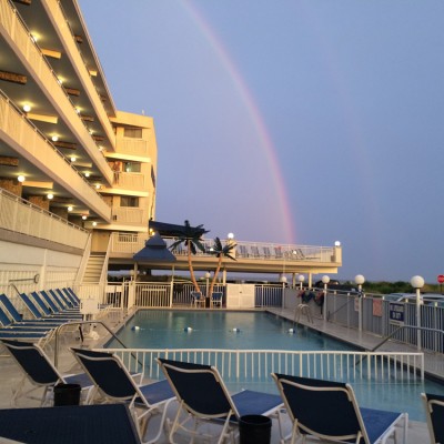 Rainbow over Armada by the Sea pool and sundeck in Wildwood NJ